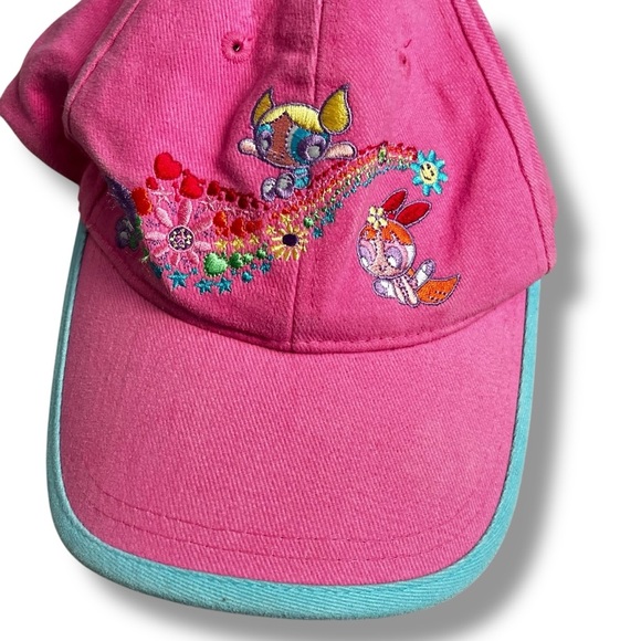 Vintage Power Puff Girls Baseball Hat Embroidered Rainbow Pink Cartoon Network - Picture 2 of 9